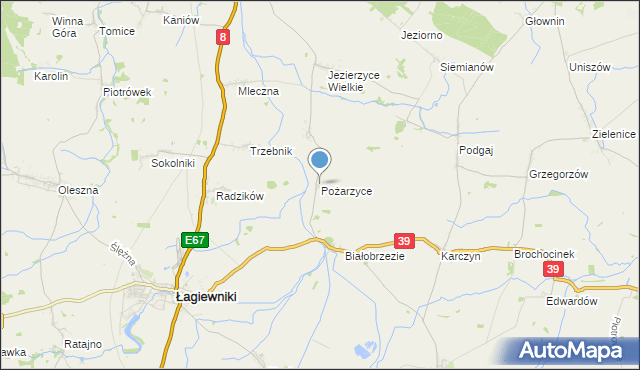 mapa Pożarzyce, Pożarzyce na mapie Targeo